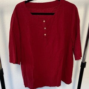 Women's Red Button-Up Top